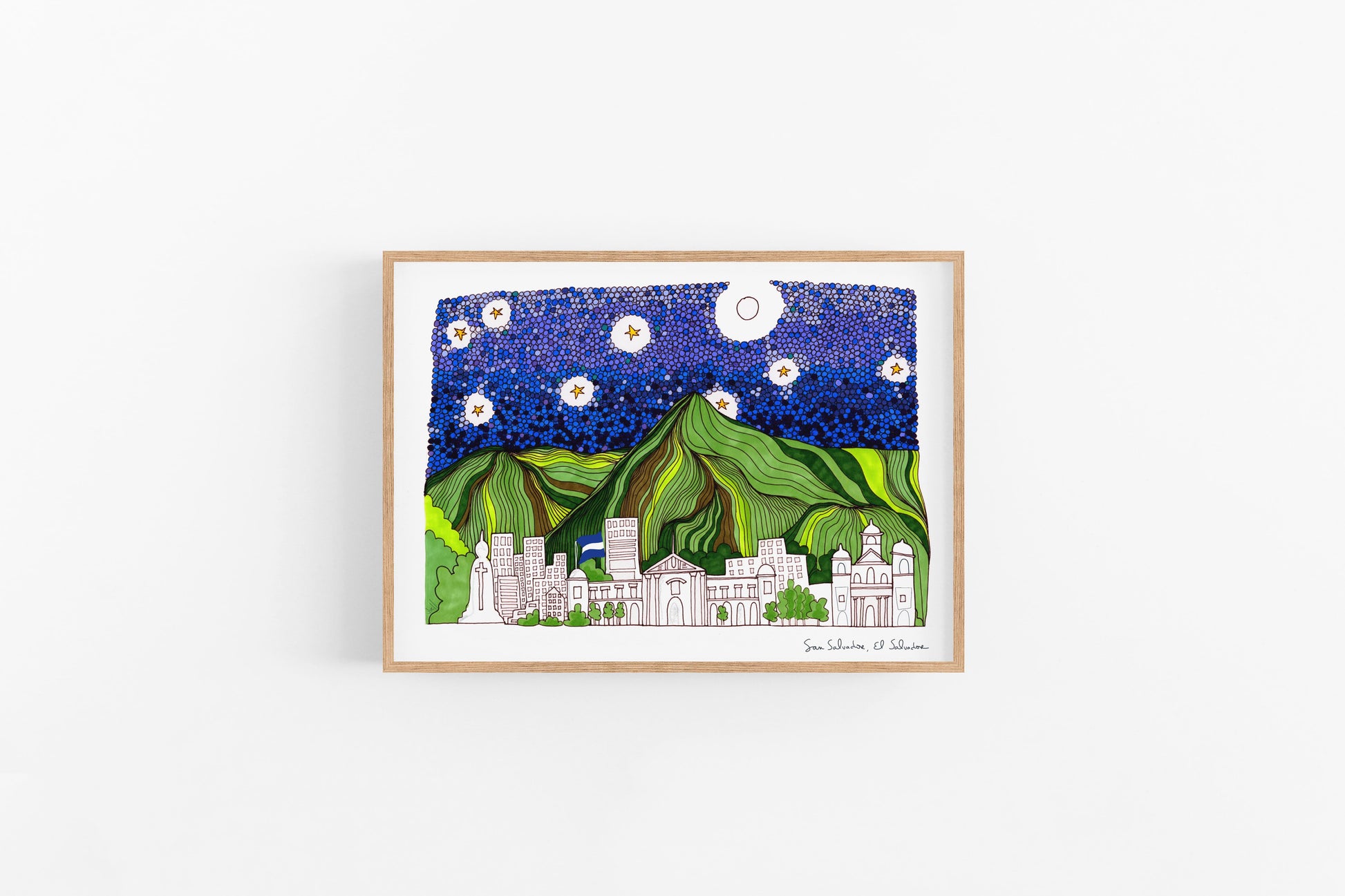 El Salvador, Salvador Skyline, Bedroom Decor, Apartment Wall Art, TRAVEL PRINTS - VIOLETREDSTUDIO