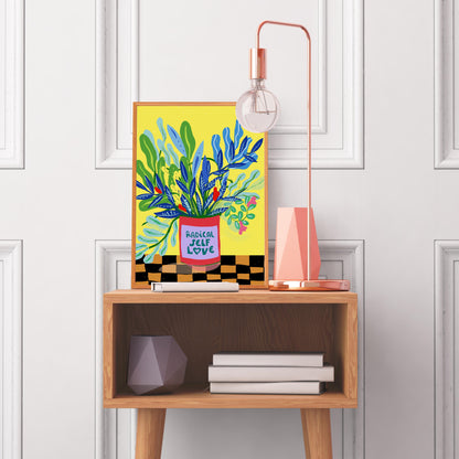 Vibrant Floral Self-Love Art Print: Maximalist Wall Decor for Bold Interiors & Dorm Rooms - VIOLETREDSTUDIO