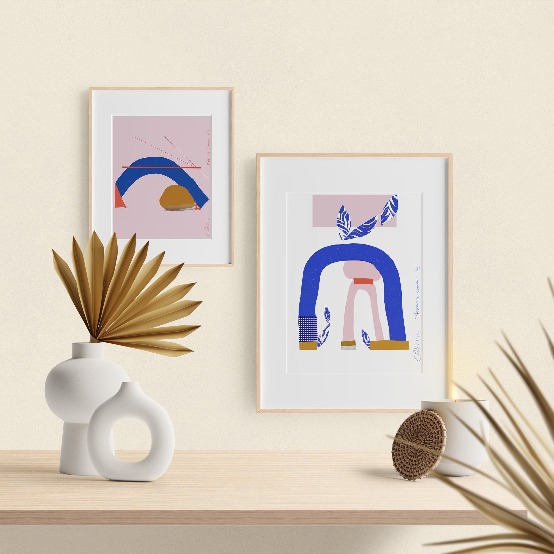 Blue Wall Art-Soft Pink Wall Decor-Modern Wall Art-Bedroom Decor Art-Feminist Poster-Abstract Shape Poster-Home Decor Art-Pretty Wall Art - VIOLETREDSTUDIO