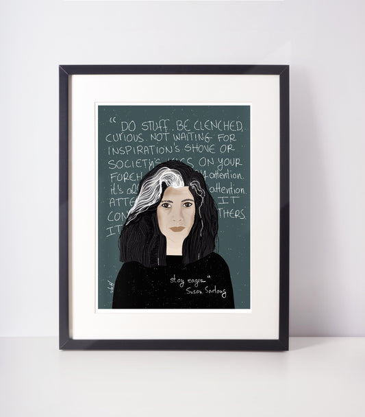 Susan Sontag fan Art Print, Feminist office art cubicle decor Home Office Inspirational Art, Typographic Art - VIOLETREDSTUDIO