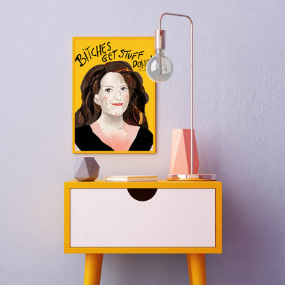 TINA FEY ART- Girls Apartment Art-Bitches Get Stuff Done Art- Typographic Art- Gorgeous Wall Art- Ladies Room Wall Art - VIOLETREDSTUDIO