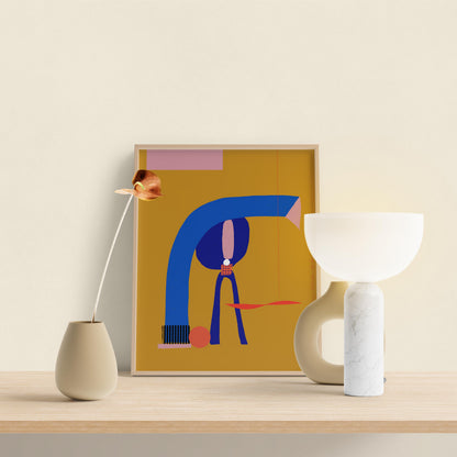 Modern art wall, Bedroom Decor, Yellow ochre Art Print - VIOLETREDSTUDIO