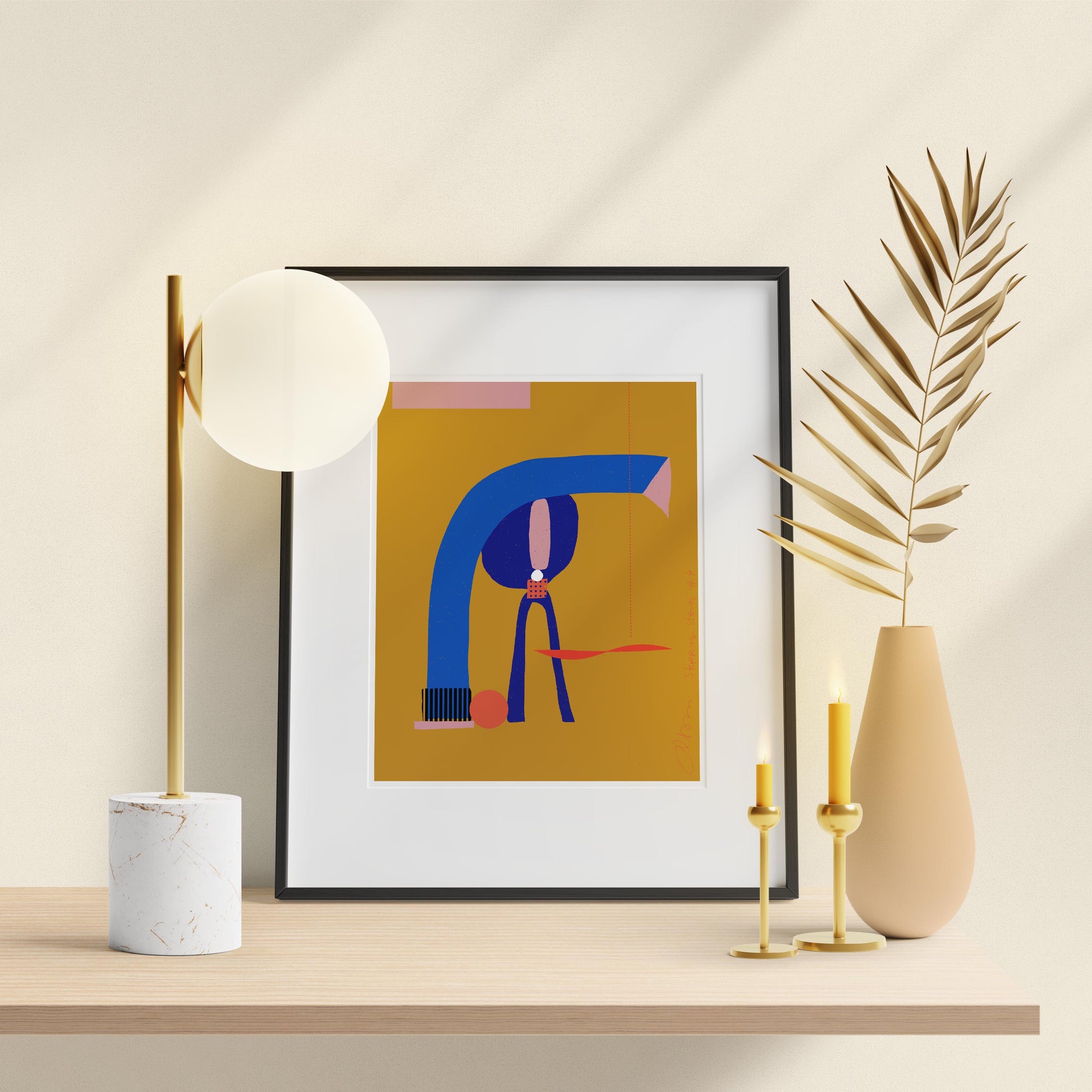 Modern art wall, Bedroom Decor, Yellow ochre Art Print - VIOLETREDSTUDIO