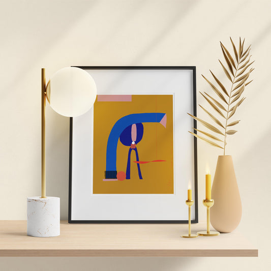 Modern art wall, Bedroom Decor, Yellow ochre Art Print - VIOLETREDSTUDIO